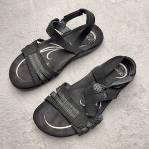 Abeo Sandals Womens 8 Black Brynn Bio System Strappy Leather Comfort Walking